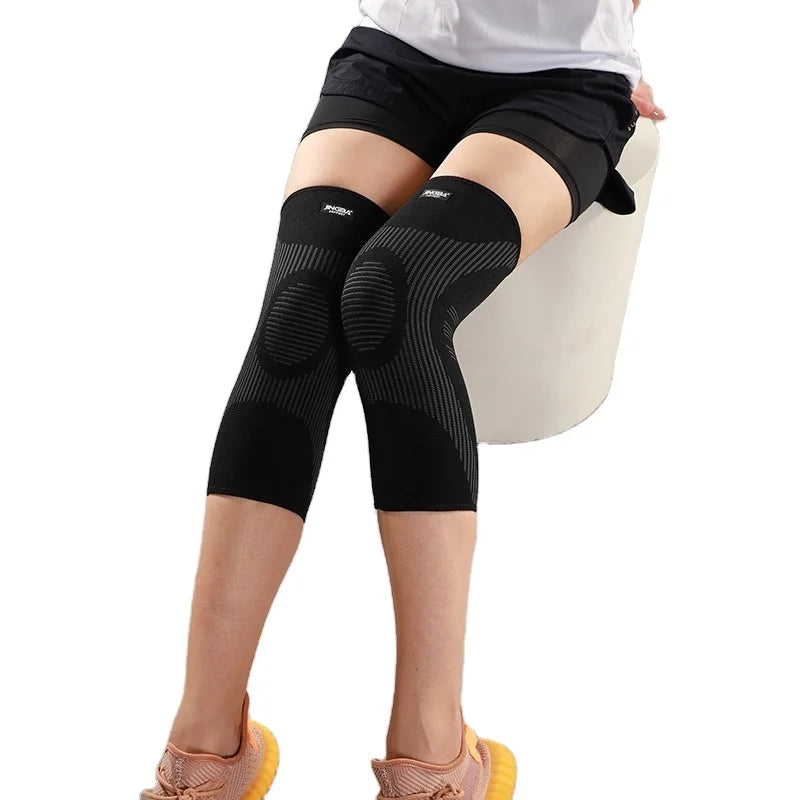 JINGBA New Design Gym Compression 3d Nylon Spandex Elastic Knitted Knee Brace Knee Protector for Workout Sports Gym Fitness