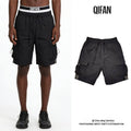 Custom Men's Loose Baggy Oversized Bermuda Cargo Shorts with Solid Pattern and Pockets Decoration
