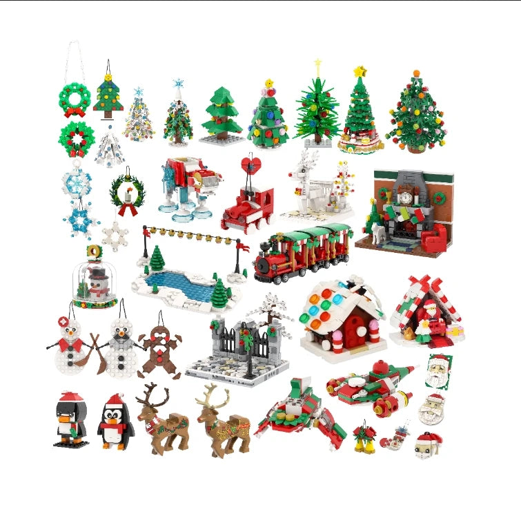 Christmas Series Train Xmas Tree Terror MOC  Decoration Bricks  Gift Diy Building Blocks Sets Children  Toys Kids