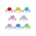 Hot Selling Shimmering Zircon 925 Sterling Silver Rhodium Plated Colorful Crystal Gemstone Rings Jewelry for Women