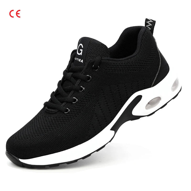 RTS CE Safety Shoes Manufacture Summer Breathable Light Weight Anti-slip Puncture-Proof Steel Toe PU H-sole Work Shoes for Men