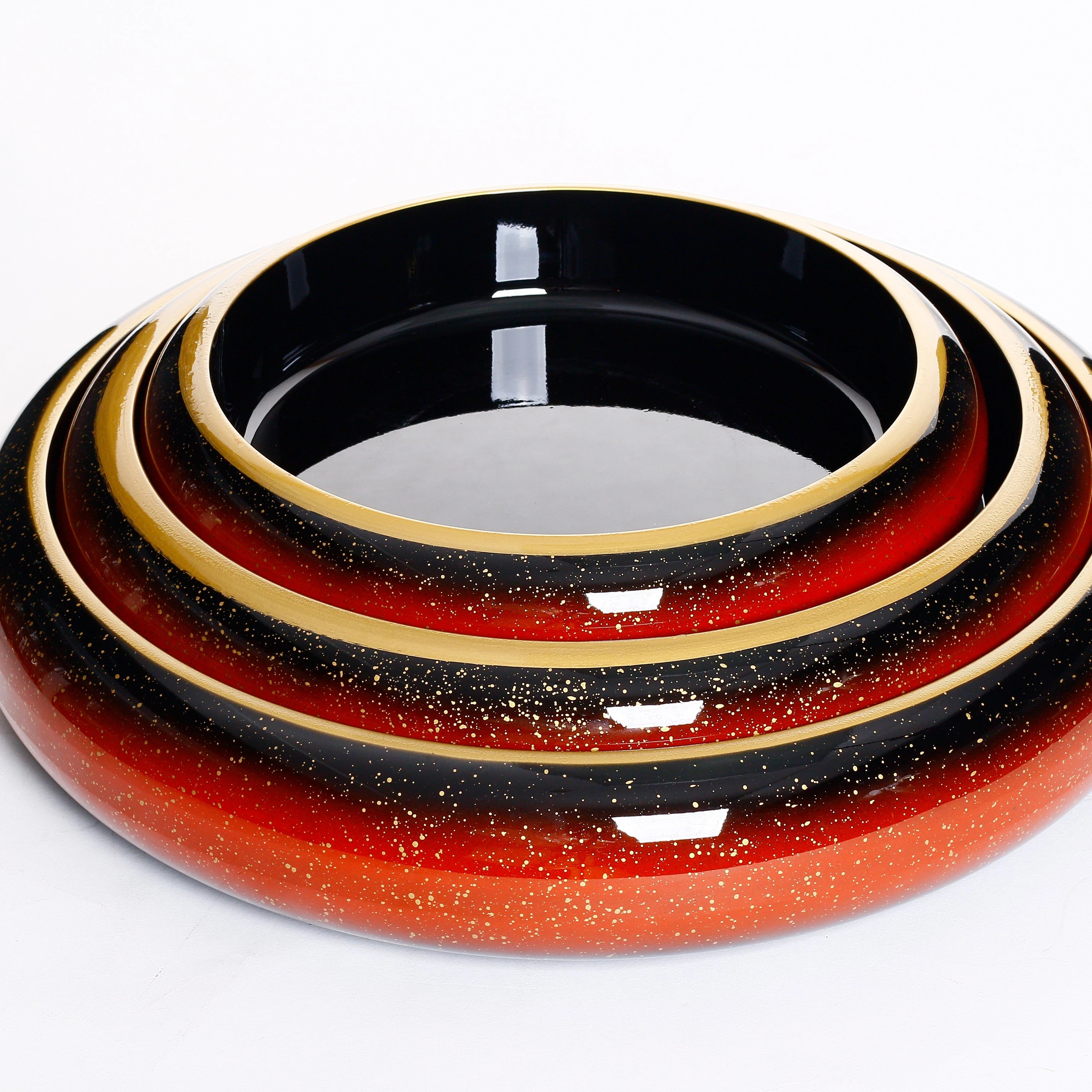 Red&Black Japanese Style Sashimi Shining Ice Tray Plate Sushi Resin ABS Tray Plastic Sushi Sashimi Serving Platter