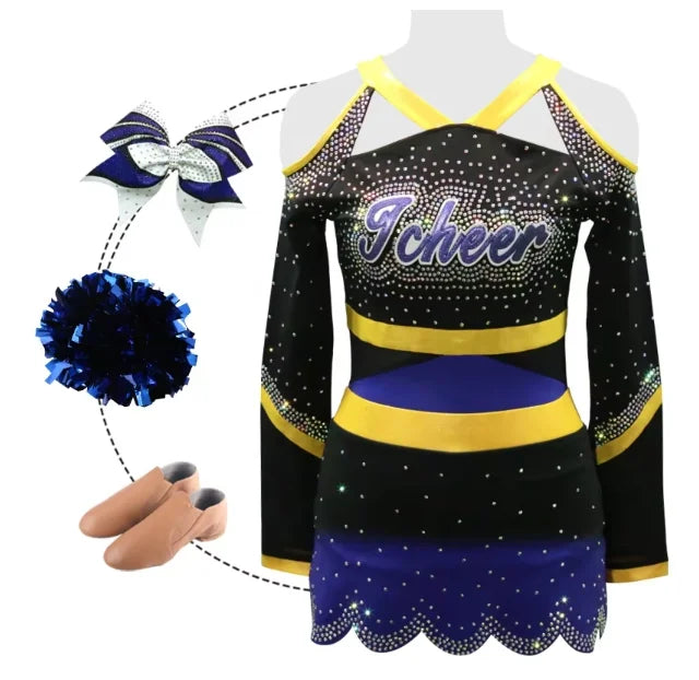 Pro Cheer Uniform Sets Garment Bags Racket Case Storage American Girl Red/Black/Blue/Purple Custom Designs Rhinestone