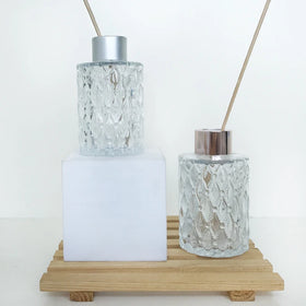 Refillable Luxury Carved Fragrance Reed Diffuser Bottles 20ml/50ml Square Glass Bottle