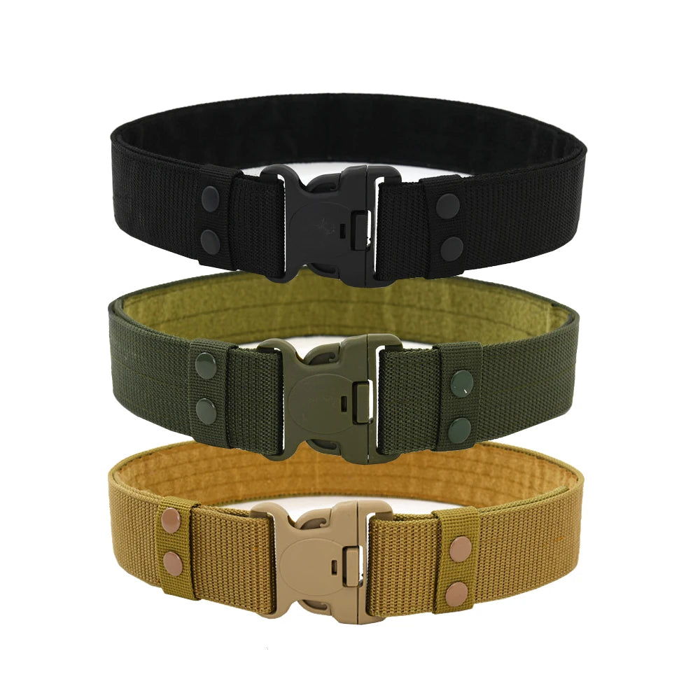 Men's Quick Release Duty Belt Outdoor Training Security Guard Plastic Buckle Canvas Fabric Belt Adjustable Tactical Belt