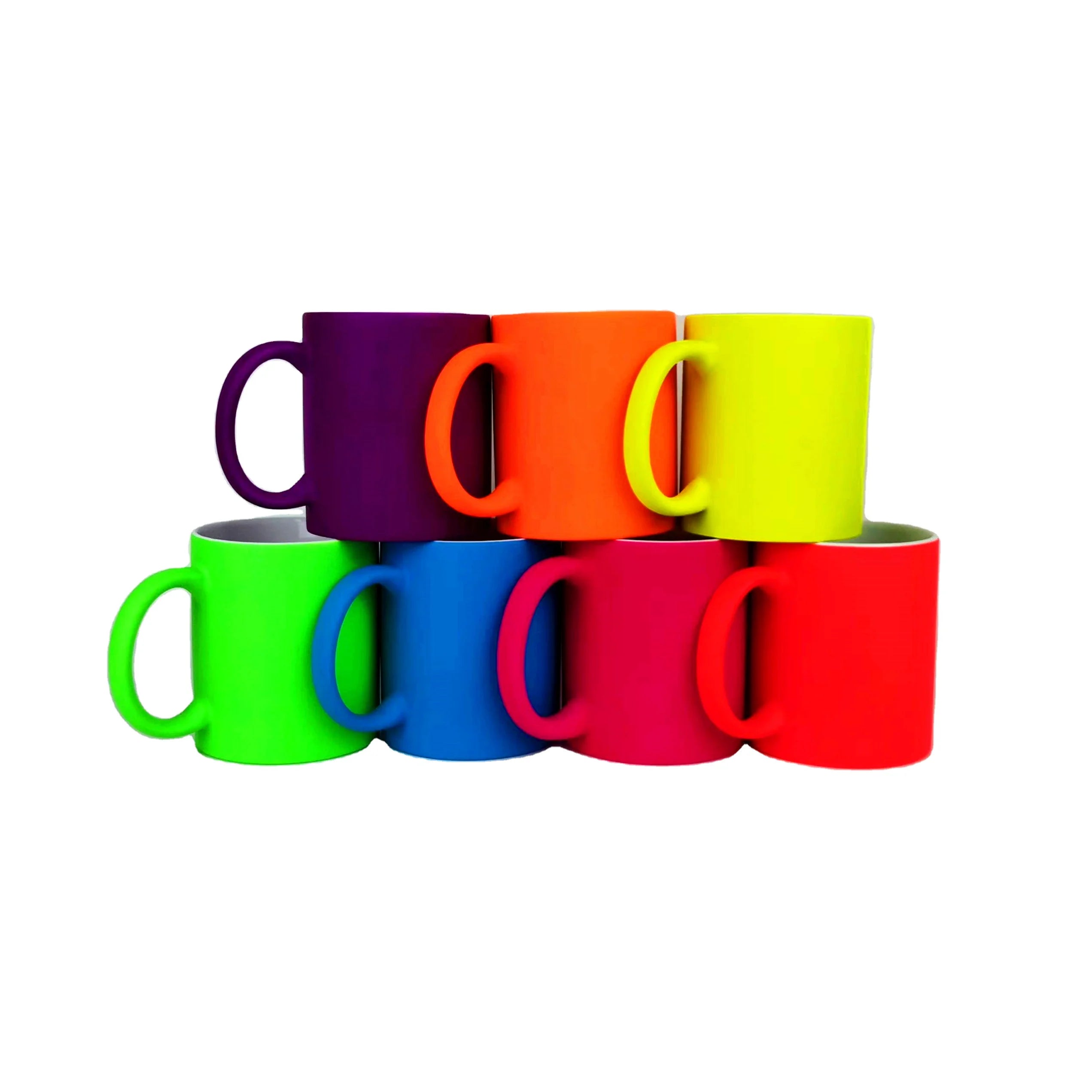 Direct Supply Manufacturer 11 oz 350ml Matte Fluorescent Ceramic Mug Custom Pattern Sublimation Double-Wall Dishwasher Microwave