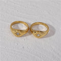 High End 18K PVD Gold Plating Sparkling North Star Stainless Steel Rings Diamond Rings Stainless Steel Jewelry MegaBDM