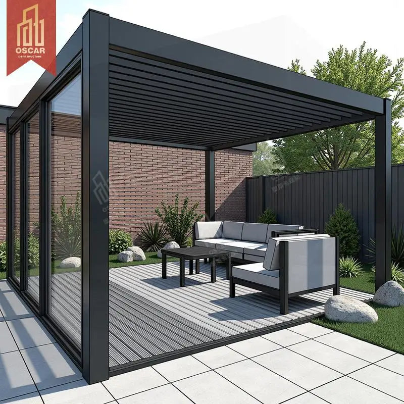 Waterproof Windproof Aluminum Roof Garden Terrace Outdoor Shelter Pergola