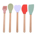 Customization 5 Piece Silicone Spatula Set Kitchen Utensil Tools Silicone Spatula Shovel Spoon Oil Brush with Wooden Handle