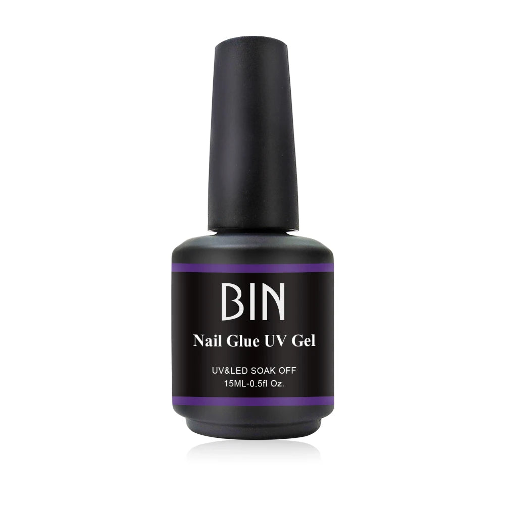 BIN 15ml UV LED Rhinestone Diamond Nail Polish Glue Gel French Style DIY Nail Art Gel with Brush