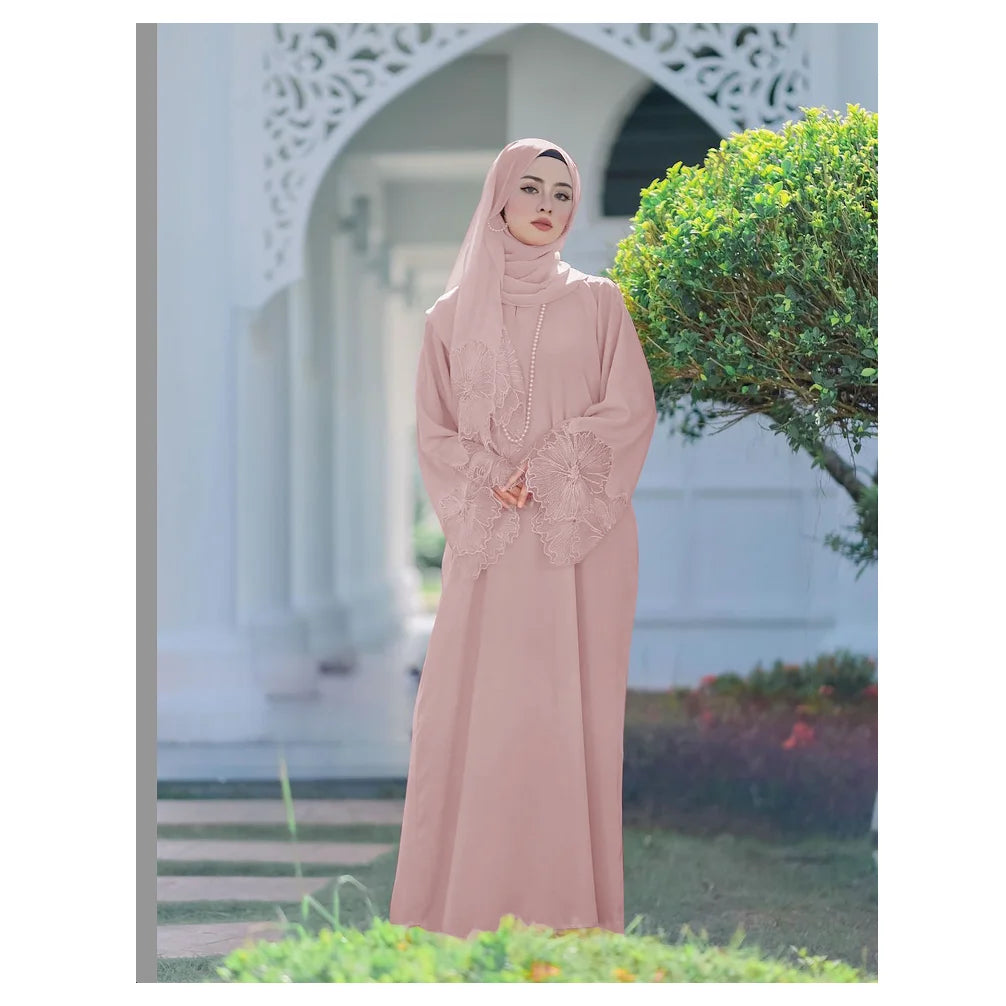 2026 Wholesale Custom EID Islamic Clothing Dubai Abaya with Hijab Set Women Muslim Dress Jazz Crepe Plus Size