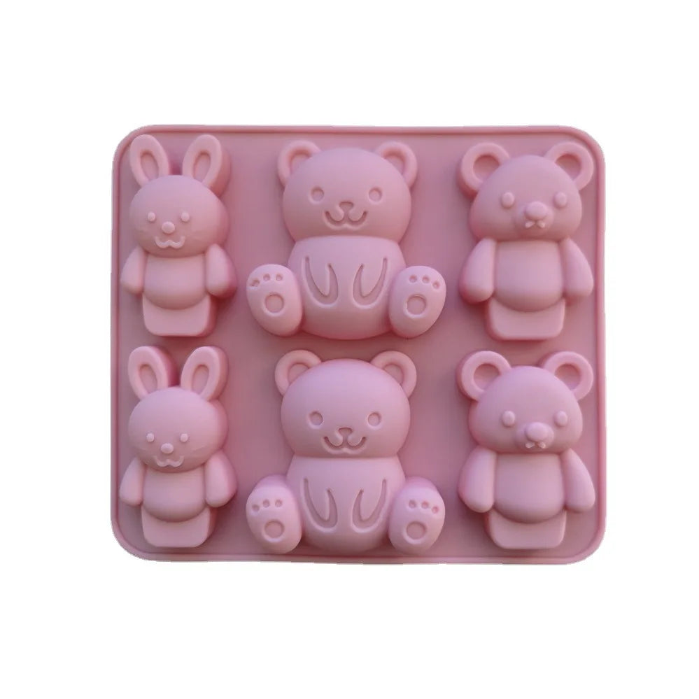 DIY Soap Soft Candy Ice Cube Making Tools Bear Rabbit Silicone Jello Molds for Kids Cute Cartoon Chocolate Cake Baking Molds