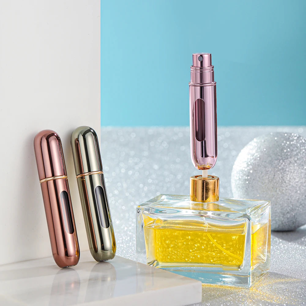 Portable Mini Travel Atomizer 5ml 8ml Aluminum Metal Glass Refillable Screw Pump Factory Outlet Empty Perfume