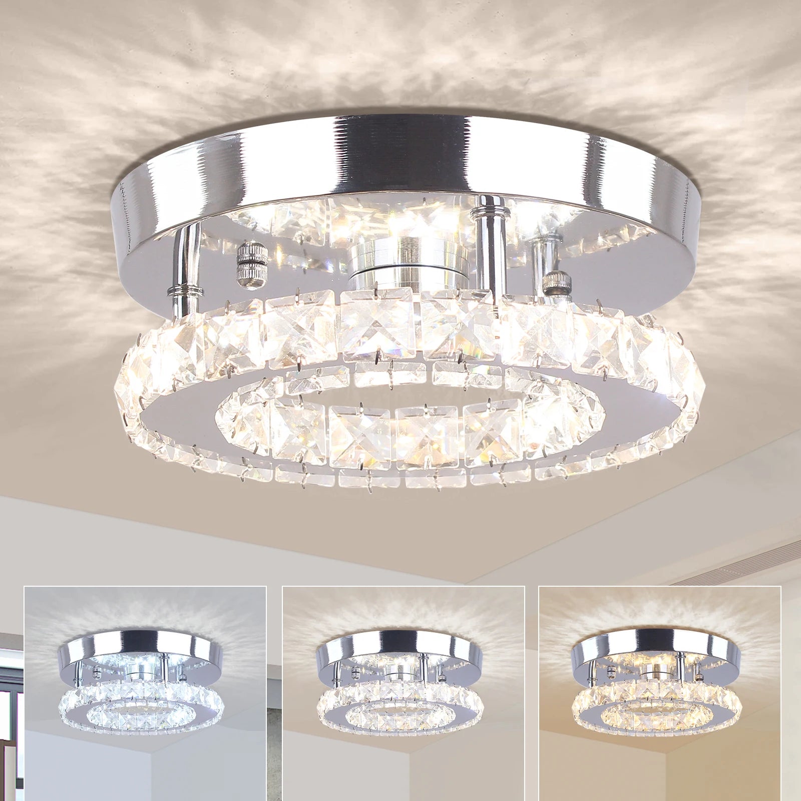 Modern Indoor Bedroom LED Ceiling Flush Light Kids Room White Round Hanging Lamp with Dimmable Brightness for Ceiling Lighting