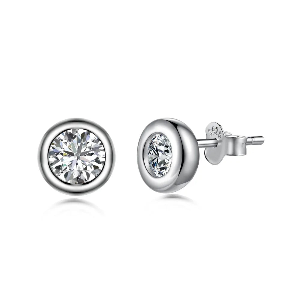 Dylam Korean Multicolor Diamond S925 Silver Women Round Studs Earring Cubic Zirconia Stud Earrings for Women Jewelry Set