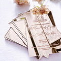 Custom Luxury Invitation Card With Envelope Self Sealing Wax Seal Mirror Finished Greeting Cards Acrylic Wedding Invitation