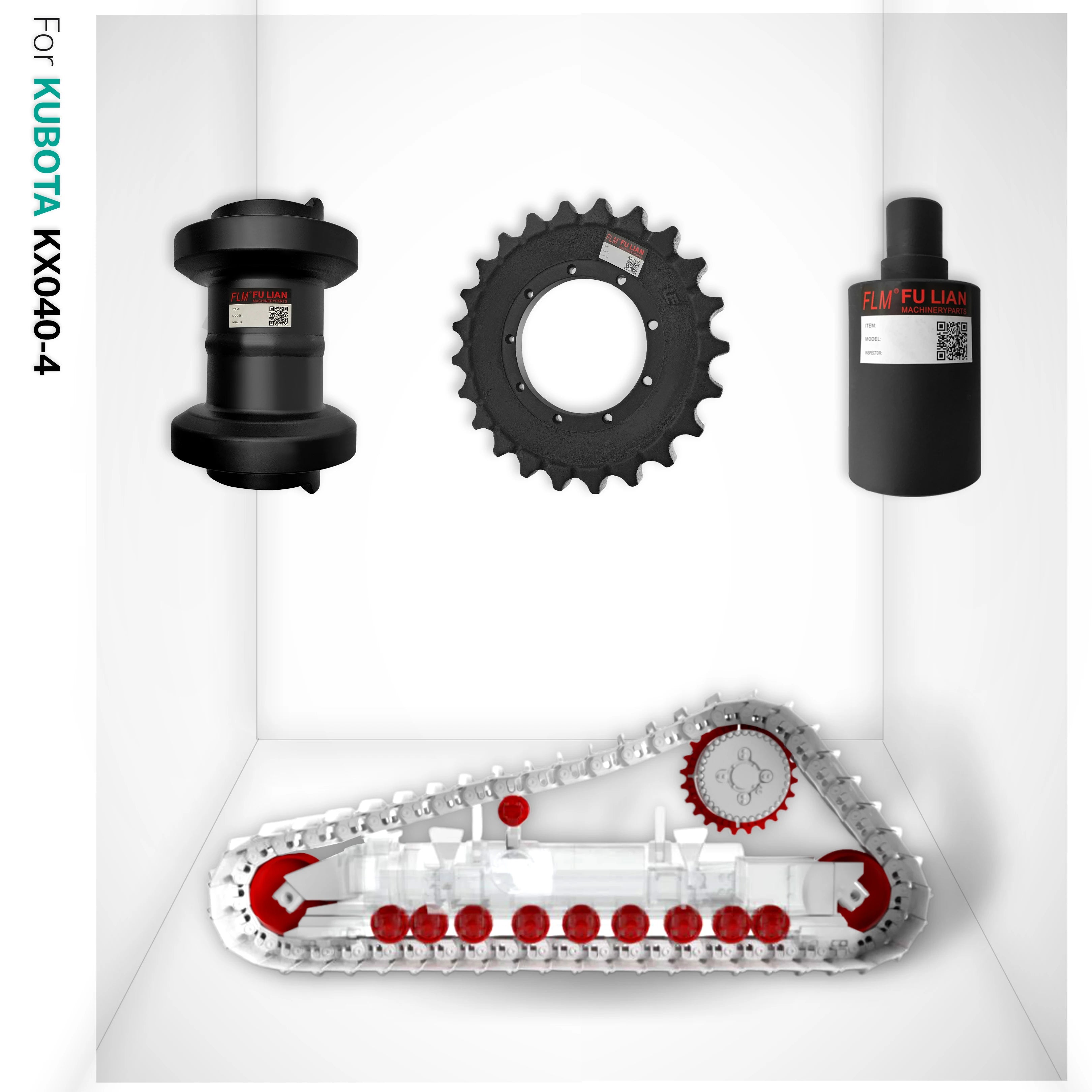 KX040 KX040-4 Undercarriage Parts Idler Track Bottom Roller Sprocket Top Carrier Roller for Kubota Mini Excavator