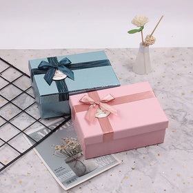 Luxury Design Recycled Material Paper Box With Printing logo Colorful Design Custom Satin Rope Bow Packaging Paper Gift Box