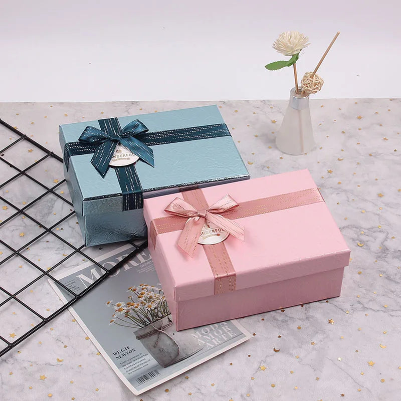 Luxury Design Recycled Material Paper Box With Printing logo Colorful Design Custom Satin Rope Bow Packaging Paper Gift Box