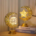 Eid Mubarak Metal Moon Star Led Night Light DIY Home Ramadan Decoration Desktop Bedroom Table Lamp Islamic Party Supplies