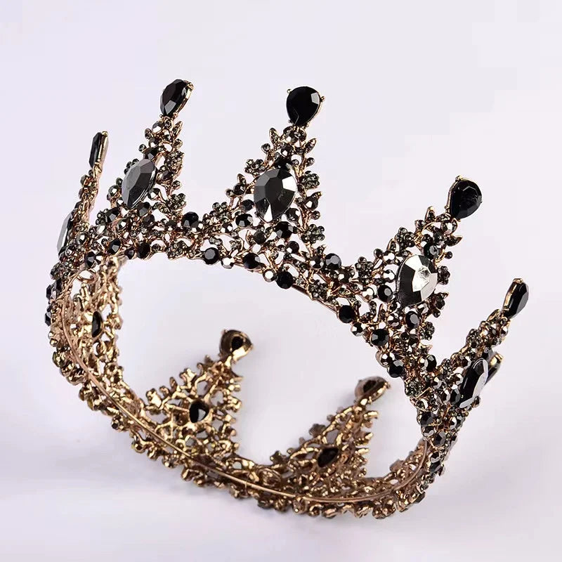 SongMay Wholesale Retro Black Baroque Crown Alloy Headdress Rhinestone Bride Wedding Dress Birthday Celebrations 4 Colors