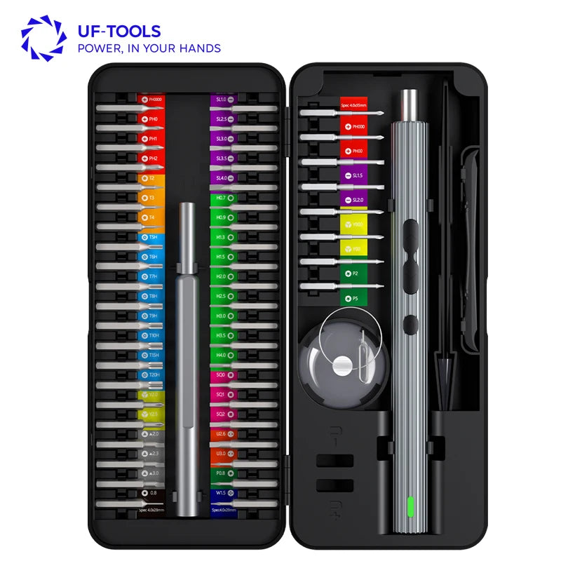 UF-TOOLS 58 In1 Precision Repair Tool Kit 50-Bit LED Light Electric Screwdriver New Rechargeable Cordless Industrial DIY