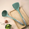Manjia Hot Sale Silicone Turner Soup Spoon Set Heat Resistant Silicone Kitchen Ladles Soup and Spatula