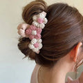 CLARMER Korean Fashion Autumn Mix Color Wool Large Shark Women Hair Accessory Handmade Custom Fabric Cover Flower Hair Claw Clip