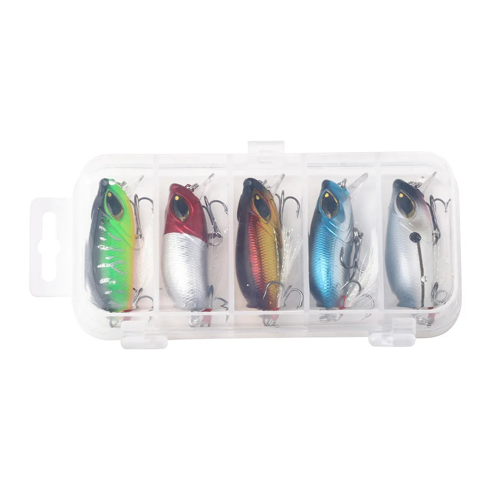 5pcs/box 5.5cm 8g Crankbaits Set for Bass Fishing Lures Hard Baits Topwater Lures Crank Bait Kit Fishing Tackle