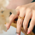 HOVANCI New Arrival 18K PVD Gold Plated Love Heart Rings Stainless Steel Zircon Heart Open Ring