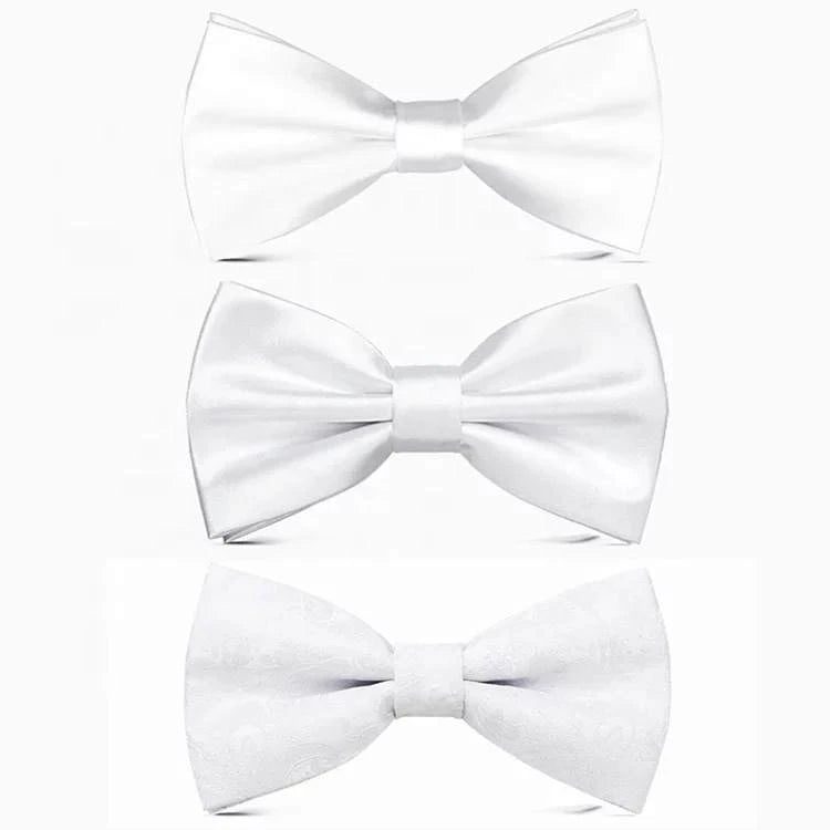 Brand New Men's White Plain Polyester Bow Tie With High Quality