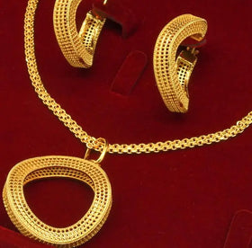 Gold Jewelry Sets 24k Necklace Earrings African Fashion Gold Plated Jewelry for Women Trendy Designer Jewelry Sets
