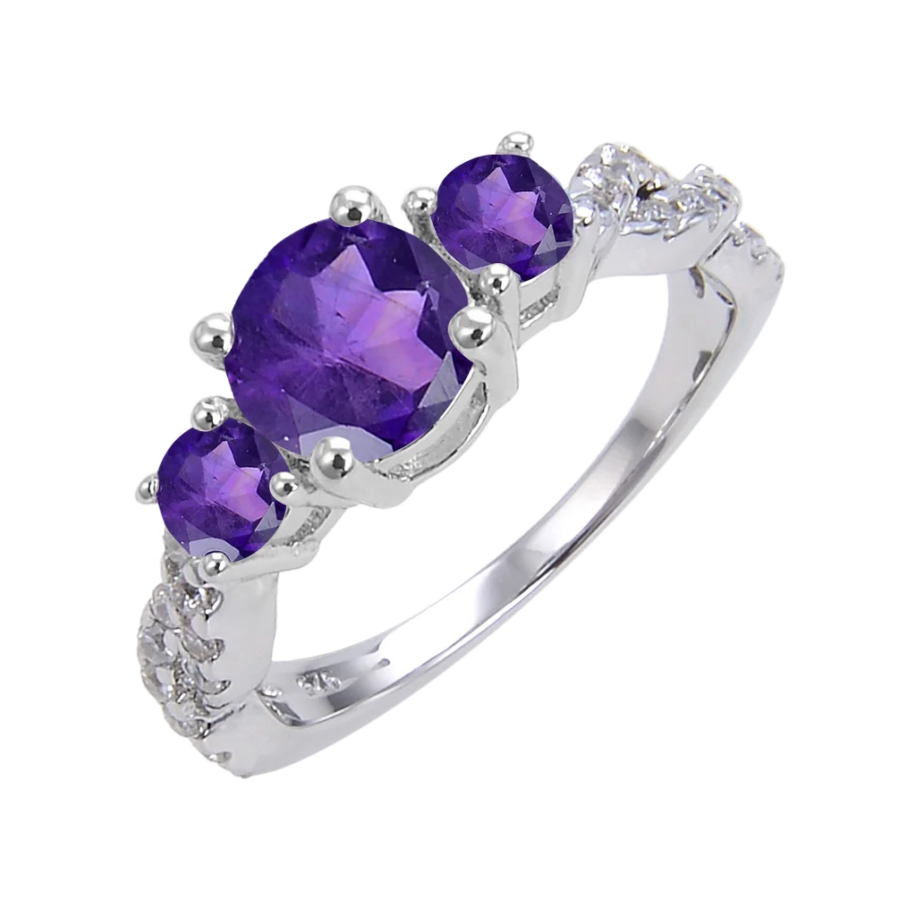 Abiding Jewelry Wholesale Natural Gemstone Amethyst Rings Solid 925 Silver Rings Custom Logo Rings