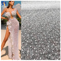 YX2655-1 2025 New Arrival White Bridal Lace Wedding Fabric Embroidery Silver White 3D Beaded Lace Pearl Fabric