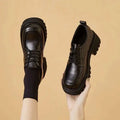 Autumn and Summer Retro Platform Heightened Small Leather Shoes Women's British Style Thick Heel Lace-up Oxford Loafers