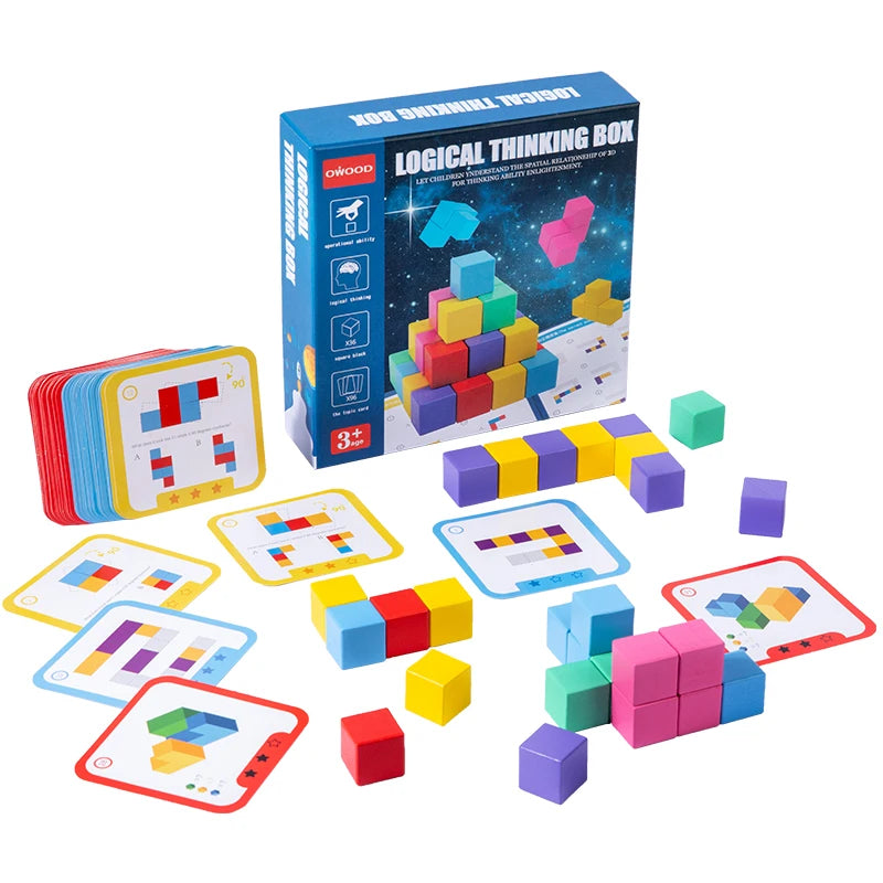 Stock Wooden Colored Early Education Montessori Kids Creative Puzzle Toy Building Blocks