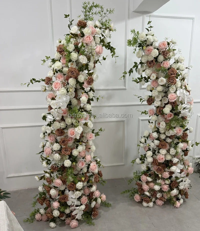 Double Gate Irregular Shape Flower Arch Arrangement for Wedding Horn Moon Arch Flower Arrangement Set for Wedding