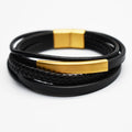 BMZ 2025 NEW 10mm Gold Braided Bracelets for Men 5 Wraps Leather and Stainless Steel Bracelet