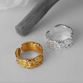 Concise Style and Niche Sterling Silver Jewelry 925 Concave Convex Ring Female Cool Wind Open Textured Index Foil Paper Ring