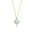 Lady Silver Jewelry Trend Simple North Star Clavicle Chain 925 Sterling Silver  Gemstone Sky Blue Natural Topaz Pendant Necklace