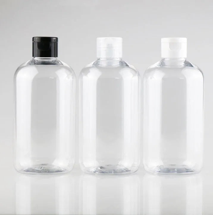 12oz 350ml Plastic Squeezable Boston Round Bottle with Flip Top Caps Packaging for Household Use Shampoo Conditioner Cleaning