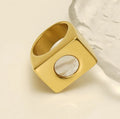 BM Trendy 18K Gold Plated Stainless Steel Waterproof Chunky Square Rings for Men