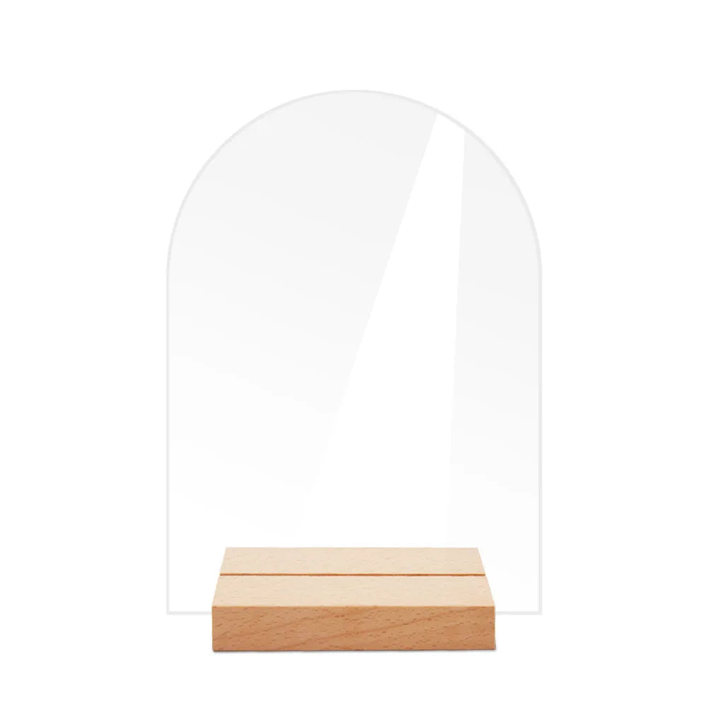 Customized Transparent Arch Acrylic Place Card Table Sign T-type Wedding Table Number With Wooden Base
