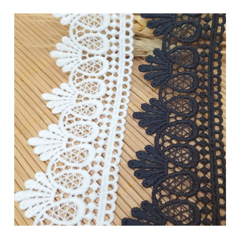Good Quality 4.8cm Hollowed Polyester Single Edge Embroidery Water-soluble Lace Trim for Ladies Bride Dress LWS26