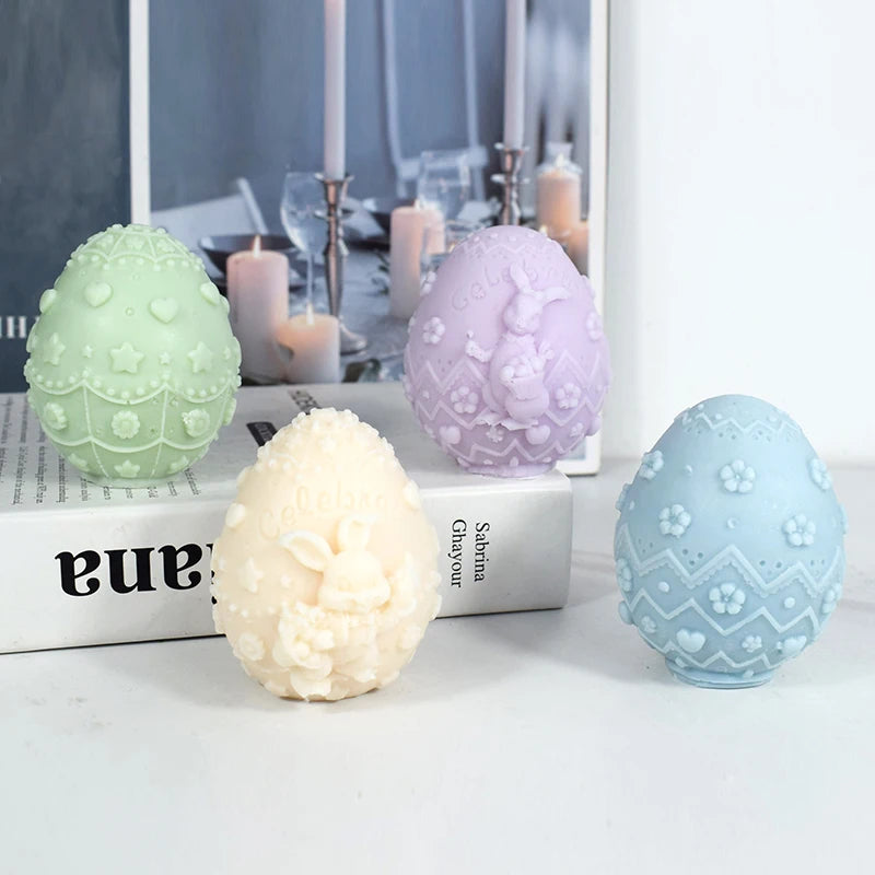 Easter Egg Rabbit Pattern Silicone Candle Mold Candle Making Supplies Easter Bunny Aroma Soap Plaster Chocolate DIY Clay Crafts