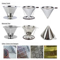 Portable Reusable 2-4 Cup Stainless Steel 304 Coffee Drip Filter Cone for V Coffee Maker Pour Premium Quality Coffee Filter