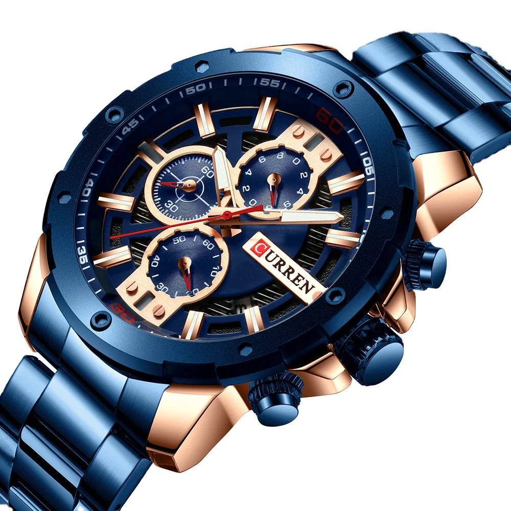 CURREN 8336 Hot Luxury Quartz Wristwatches Man Sport Watch Relogio Masculino Stainless Steel Chronograph Clock Watches Men Wrist