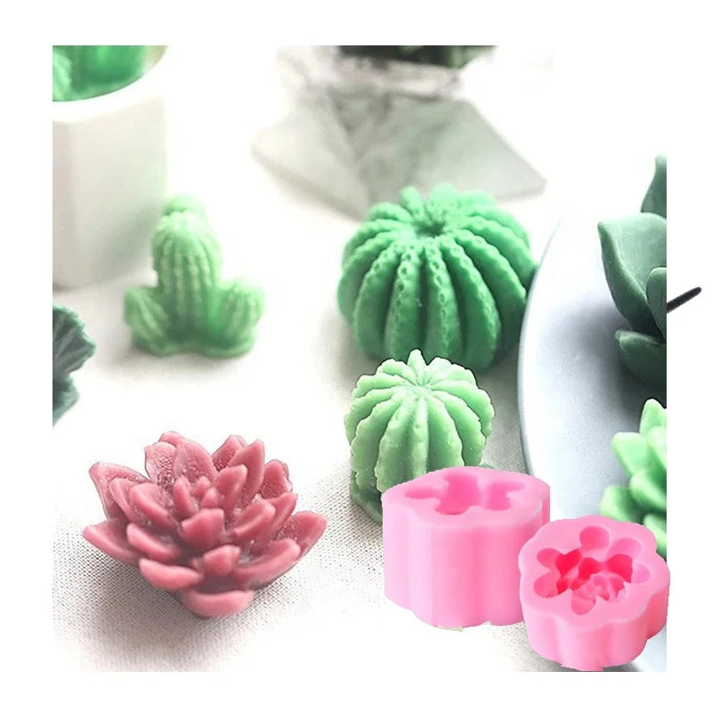 DIY Resin Casting Molds Cactus Craft 3D Wax Candle Succulent Silicon Mould for Plant