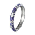 Daili Wholesale Cute Purple Enamel Silver Bracelet Inlaid with Flowers Bracelet Bangle for Girl Jewelry Bangle Custom Bangles