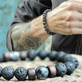 1Pcs Moq Dropshipping Lava Stone Wood Healing BraceletHandmade Hematite Beaded Essential Oil Perfume Elastic Bracelet